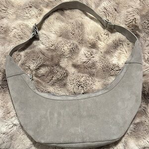 Elegant Taupe Vegan Suede Hobo Bag